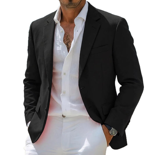 Black men's casual blazer by Golden Heir featuring a stylish bad-boy look, perfect for fashionable, relaxed outfits.