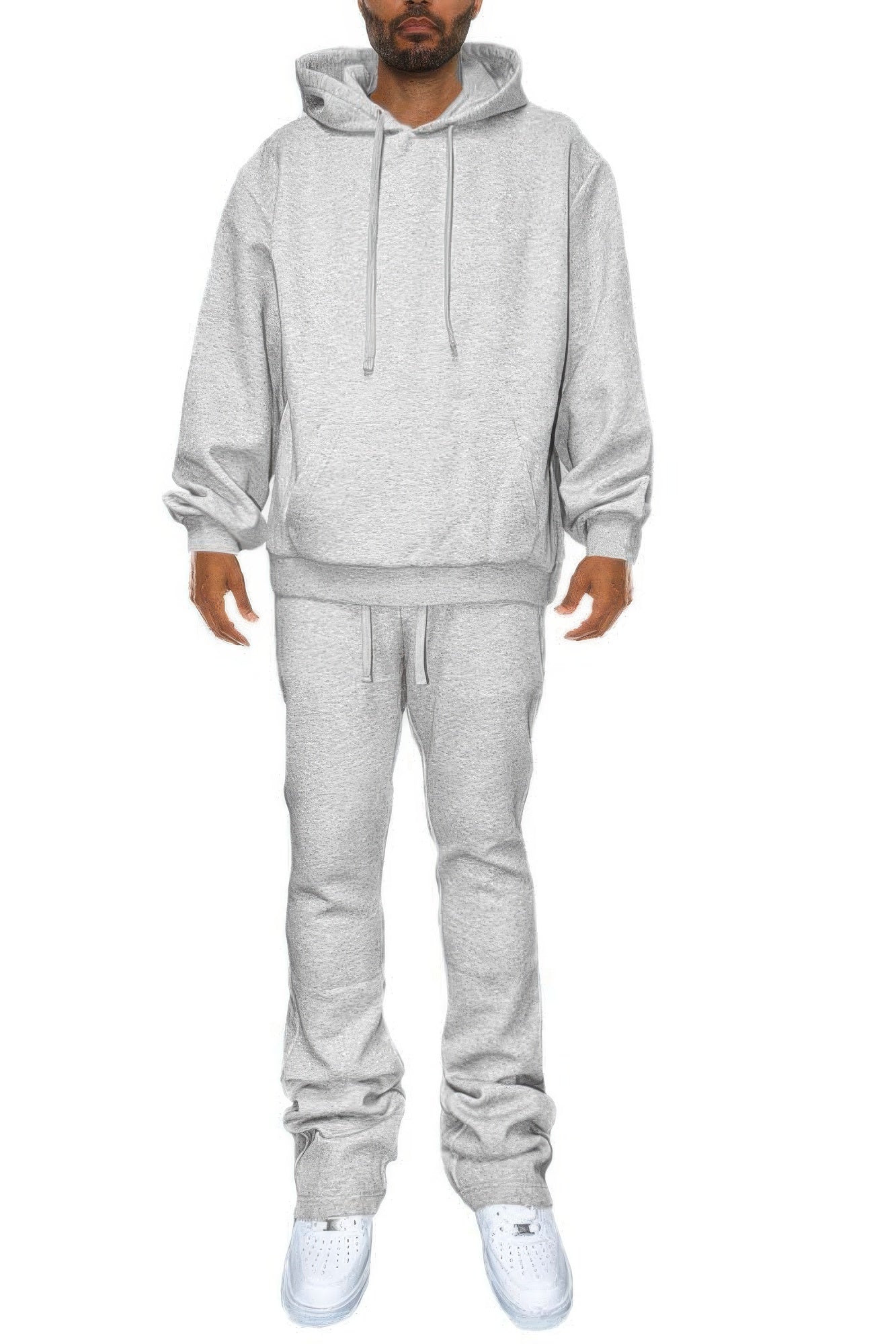 Golden Heir men's solid black flared set with stacked design, featuring a stylish and modern men's fashion outfit.