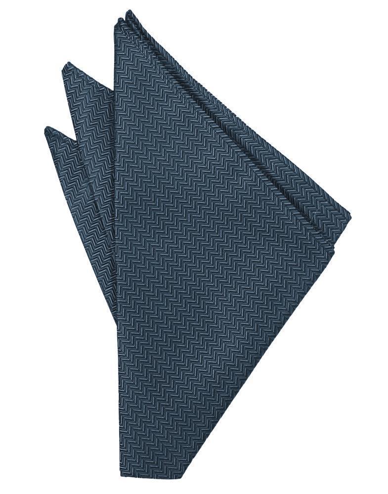 Blue herringbone pocket square from Tux-USA with a stylish pattern, perfect for adding a touch of sophistication to formal attire.
