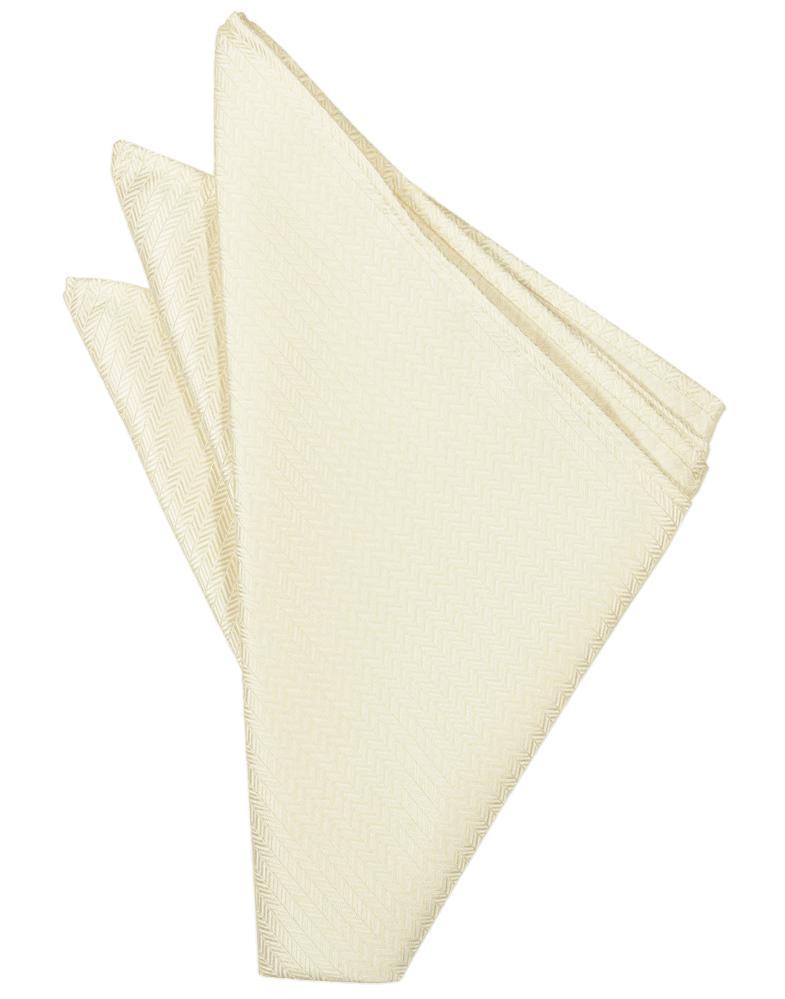 Ivory herringbone pocket square by Tux-USA, stylish accessory with a textured pattern for formal or elegant outfits.