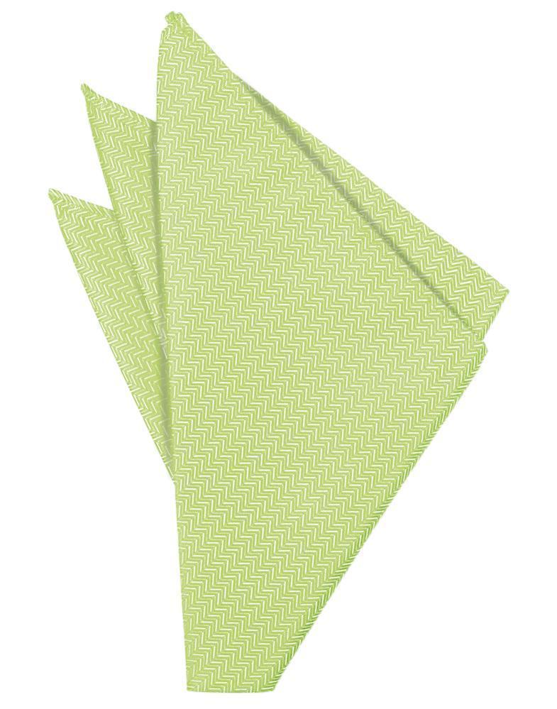 Herringbone kiwi pocket square by Tux-USA featuring a stylish herringbone pattern, neatly folded for display.