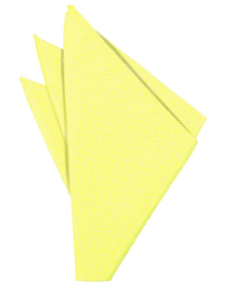 Herringbone lemon pocket square by Tux-USA, featuring a classic herringbone pattern and vibrant lemon color, neatly folded.