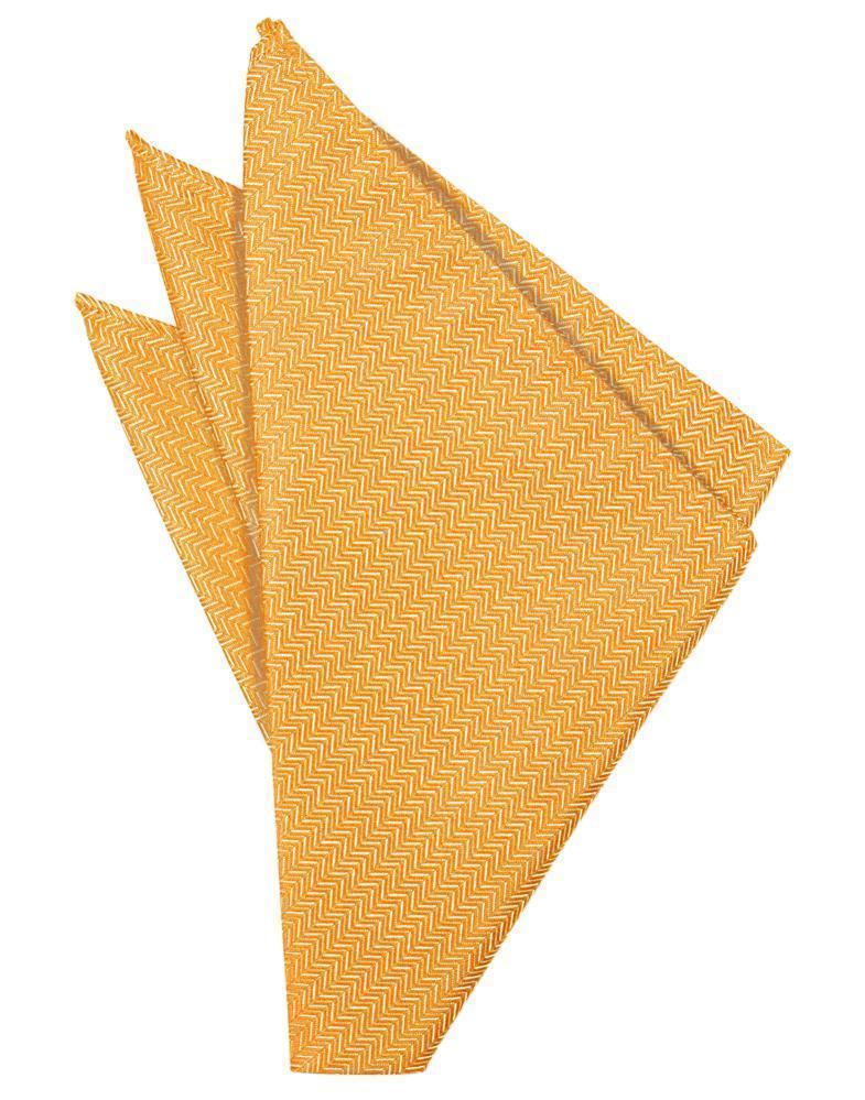 Herringbone Mandarin pocket square by Tux-USA featuring a classic herringbone pattern in vibrant orange for formal attire.