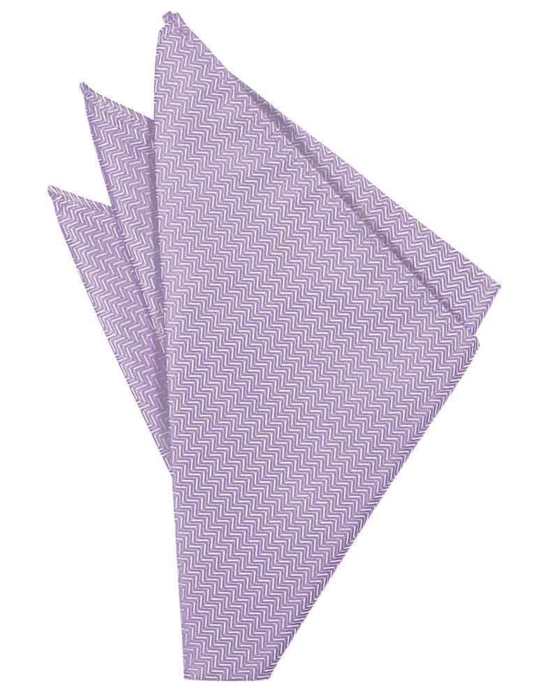 Lavender herringbone pocket square by Tux-USA, featuring pastel woven fabric with a classic pocket square fold.