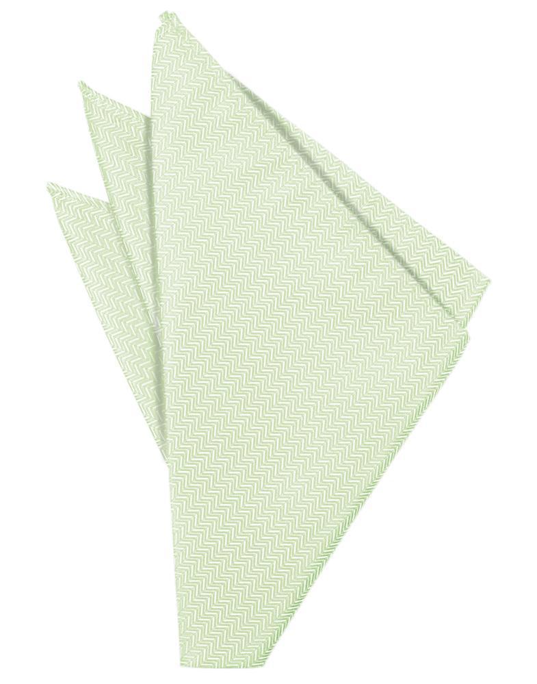 Herringbone pistachio pocket square by Tux-USA, showing a close-up of the textured, stylish pocket square for men's formal wear.