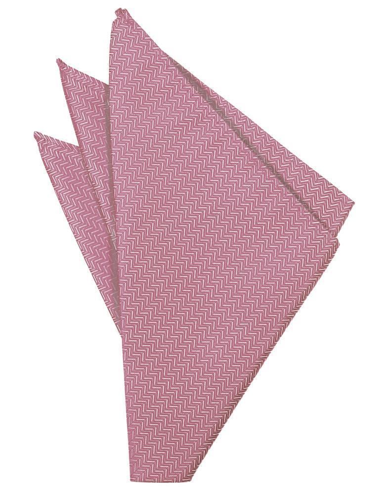 Herringbone rose pocket square by Tux-USA, showcasing elegant herringbone pattern and vibrant rose color in a close-up image.