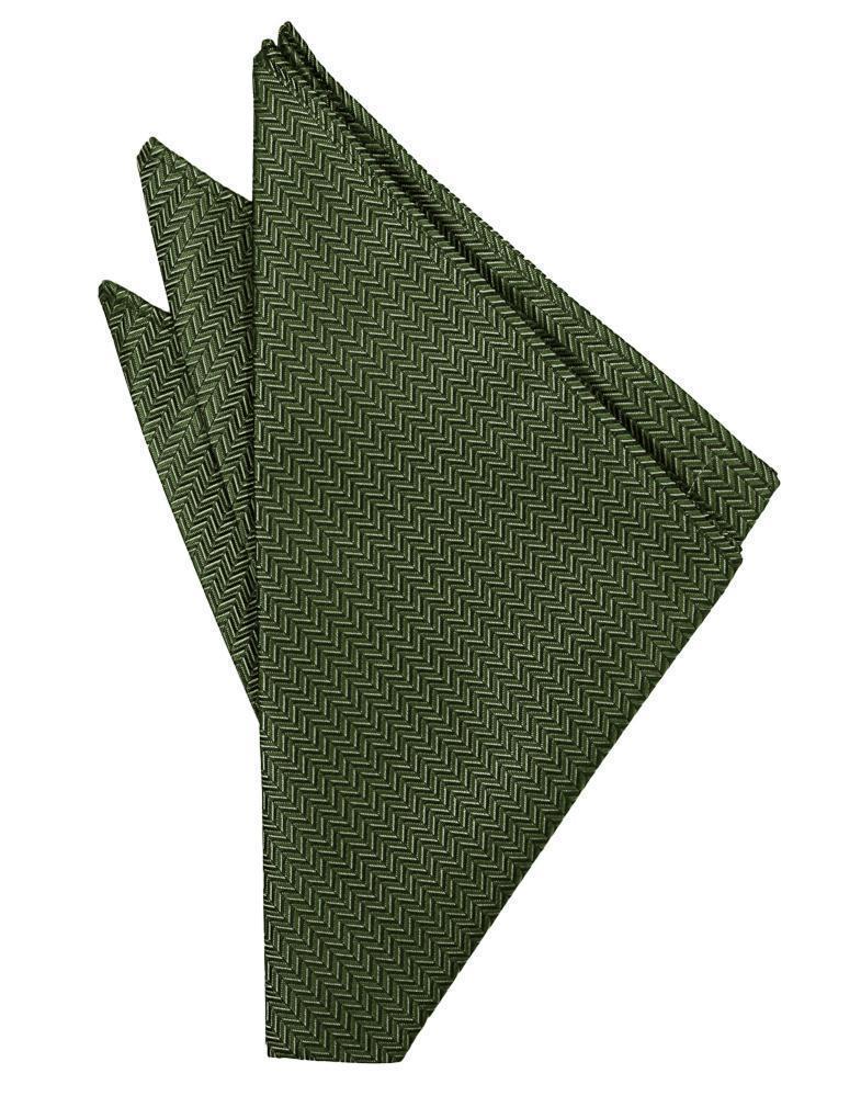 Herringbone sage pocket square by Tux-USA, showcasing a stylish woven pattern and folded neatly for formal attire.