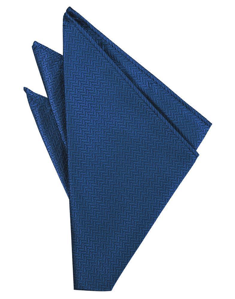 Herringbone sapphire pocket square by Tux-USA, featuring a stylish woven pattern, perfect for formal suit accessories.