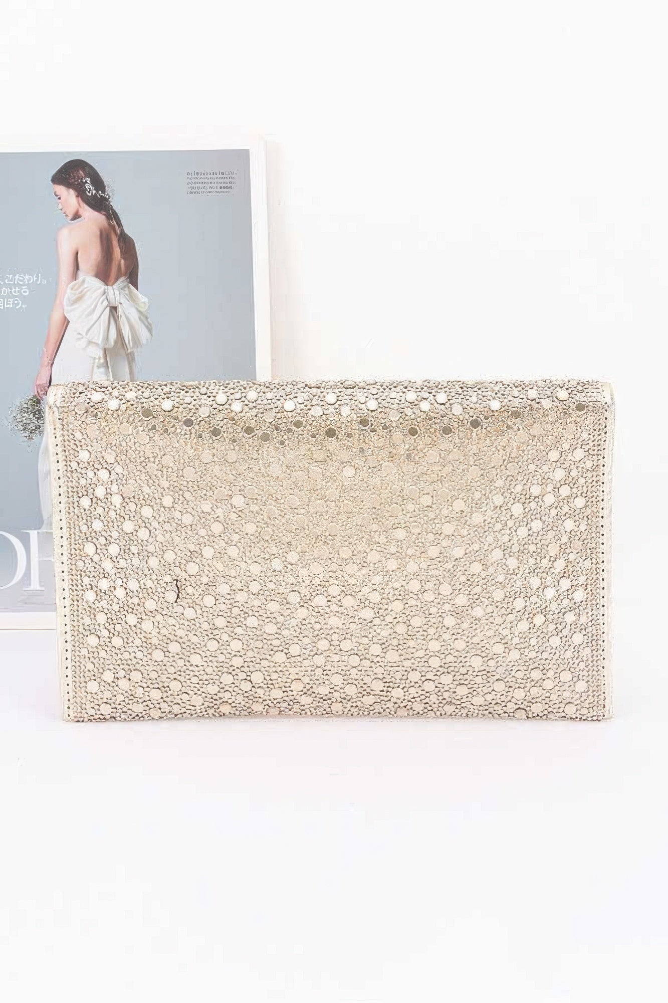 Golden Heir rhinestone envelope evening clutch bag with sparkling embellishments and a sleek, elegant design.