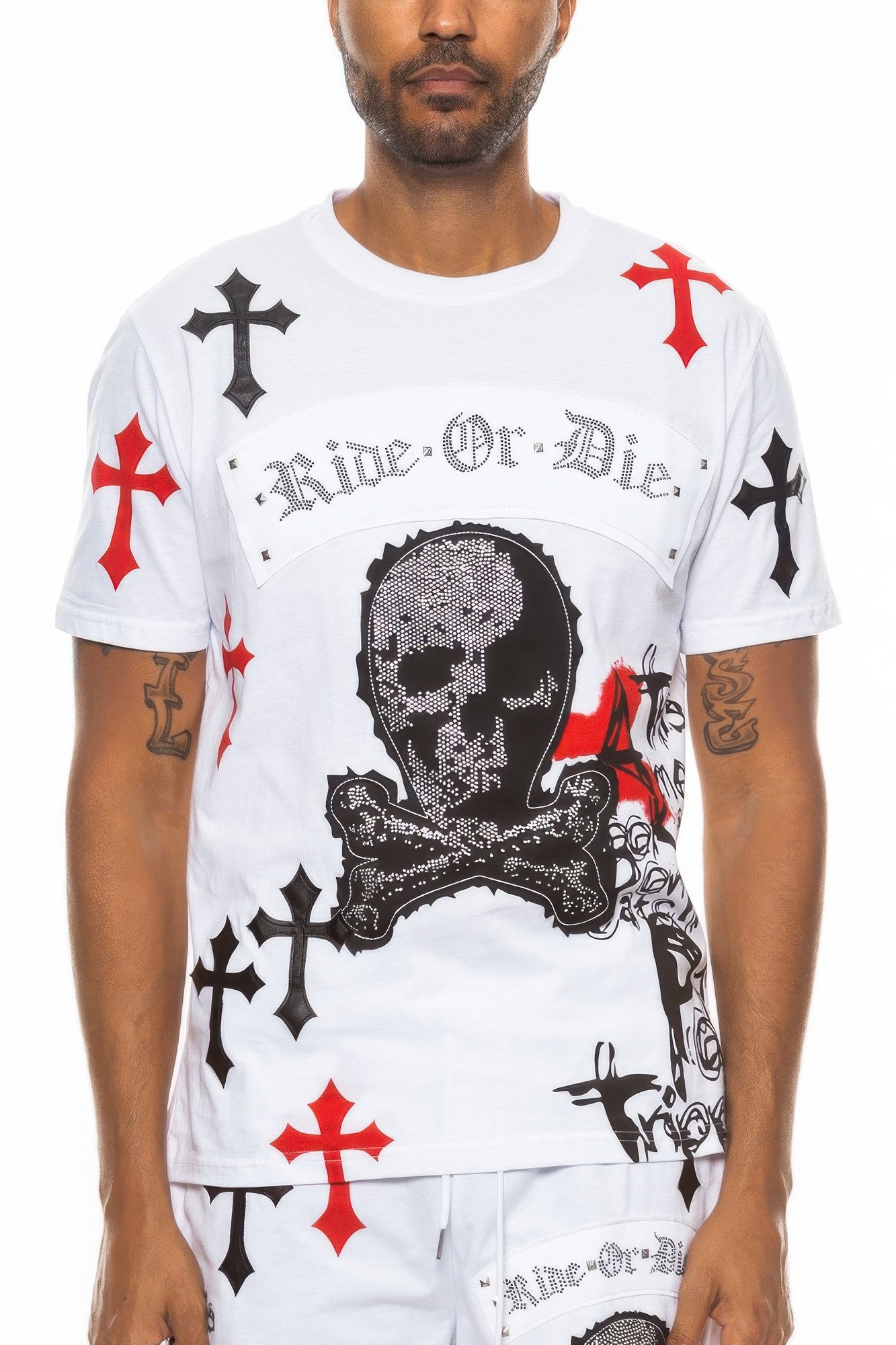 Golden Heir cotton print Chrome Cross T-shirt featuring a bold cross graphic on the front, casual and stylish men's t-shirt.