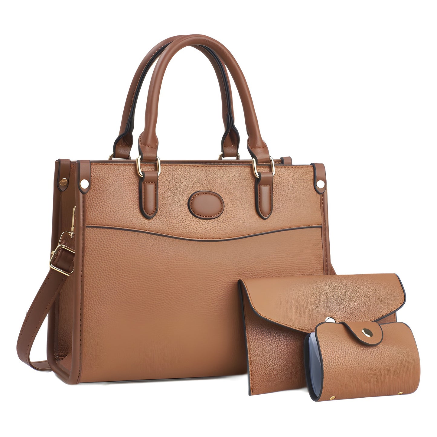 Golden Heir stylish three-piece shoulder bag set for women and mother-and-child bags, featuring apricot-colored bags with handles.