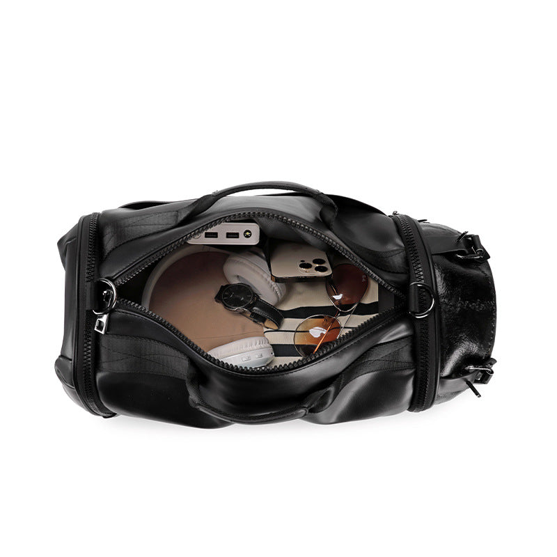 Black Golden Heir skull crossbody bag with three-dimensional design, portable travel bag for single-room use.