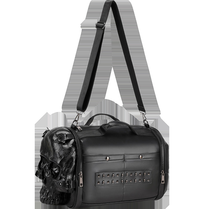 Black Golden Heir skull crossbody bag with three-dimensional trendy design, compact and portable for travel and daily use.