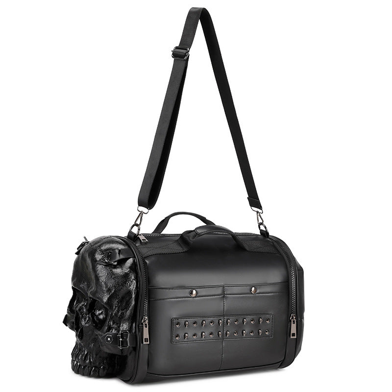Black Golden Heir skull crossbody bag with a three-dimensional trendy cool design, portable for travel and everyday use.