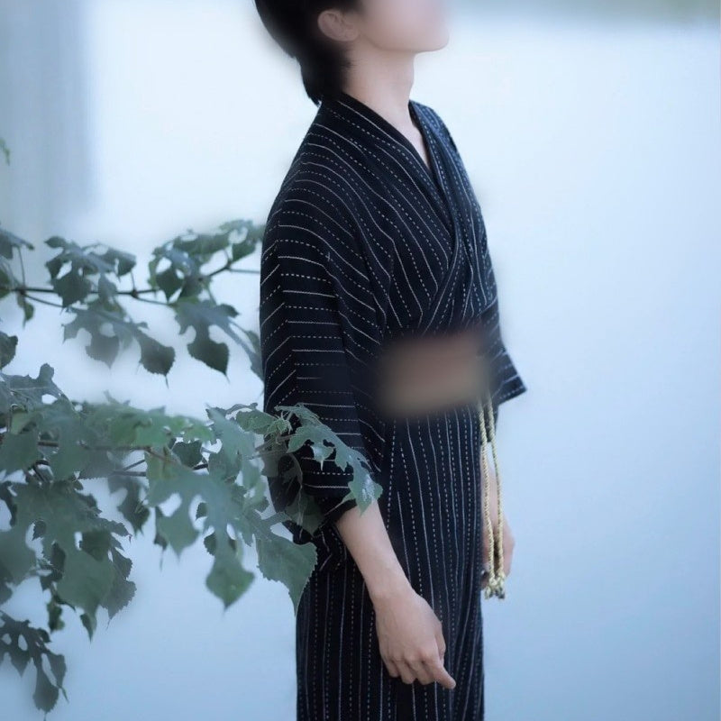 Golden Heir men's traditional Japanese kimono bath robe with belt, free size, featuring classic formal wear design.