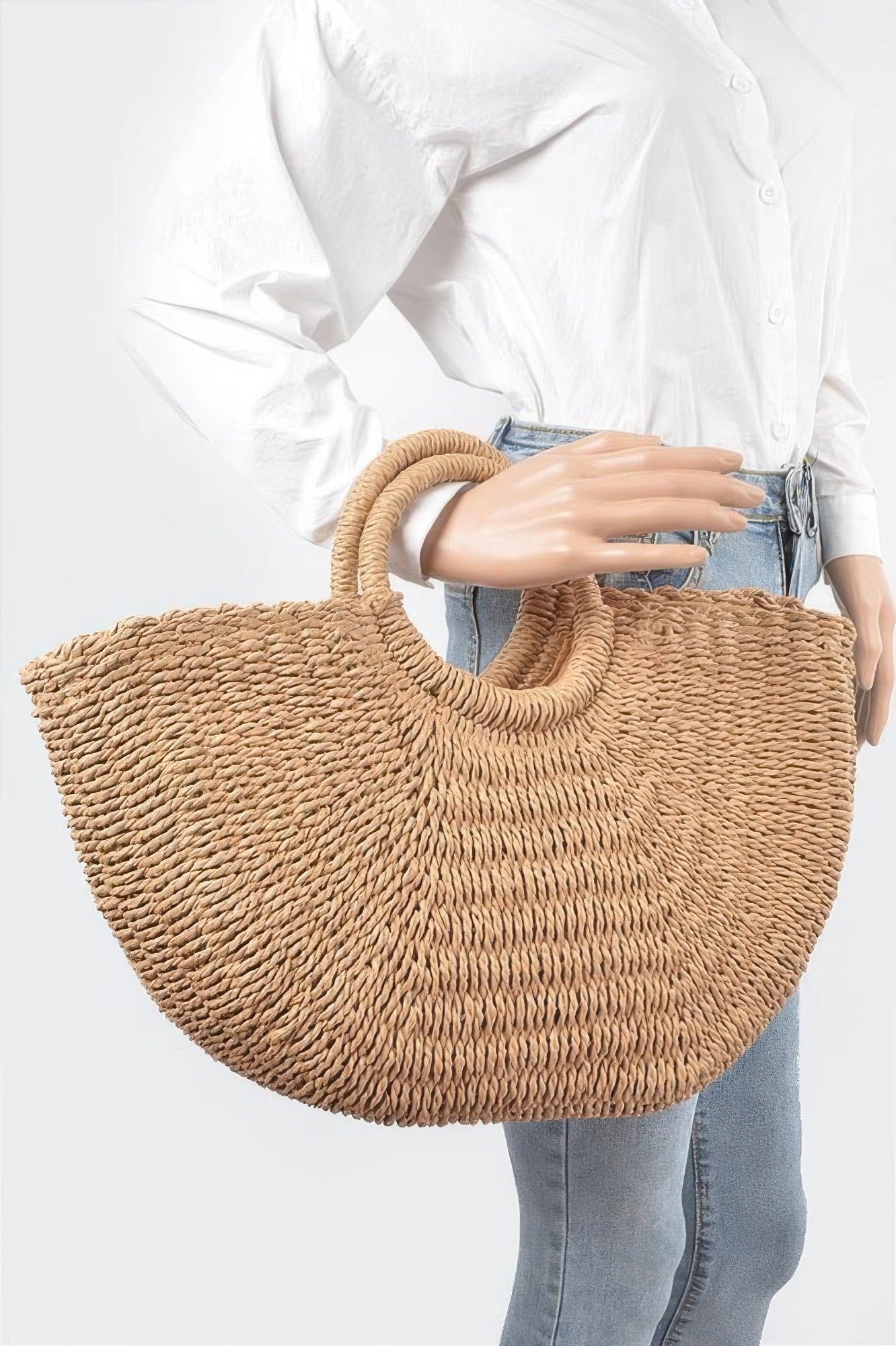 Golden Heir Beach Time Bag in khaki with golden accents, featuring a spacious design and sturdy handles for beach outings.