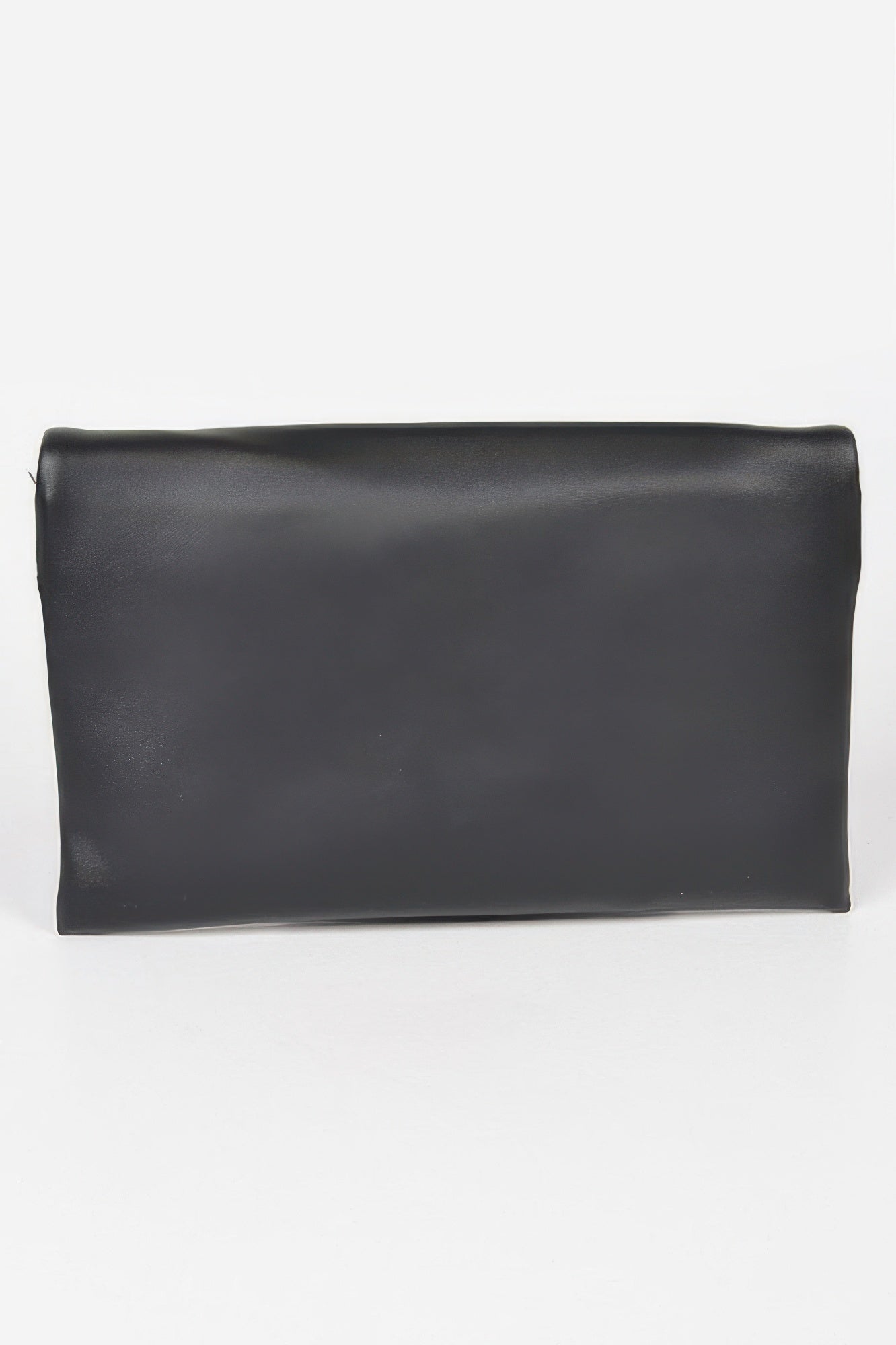 Golden Heir metallic faux leather clutch bag with a buckle closure, black color, stylish and compact for evening or special occasions.