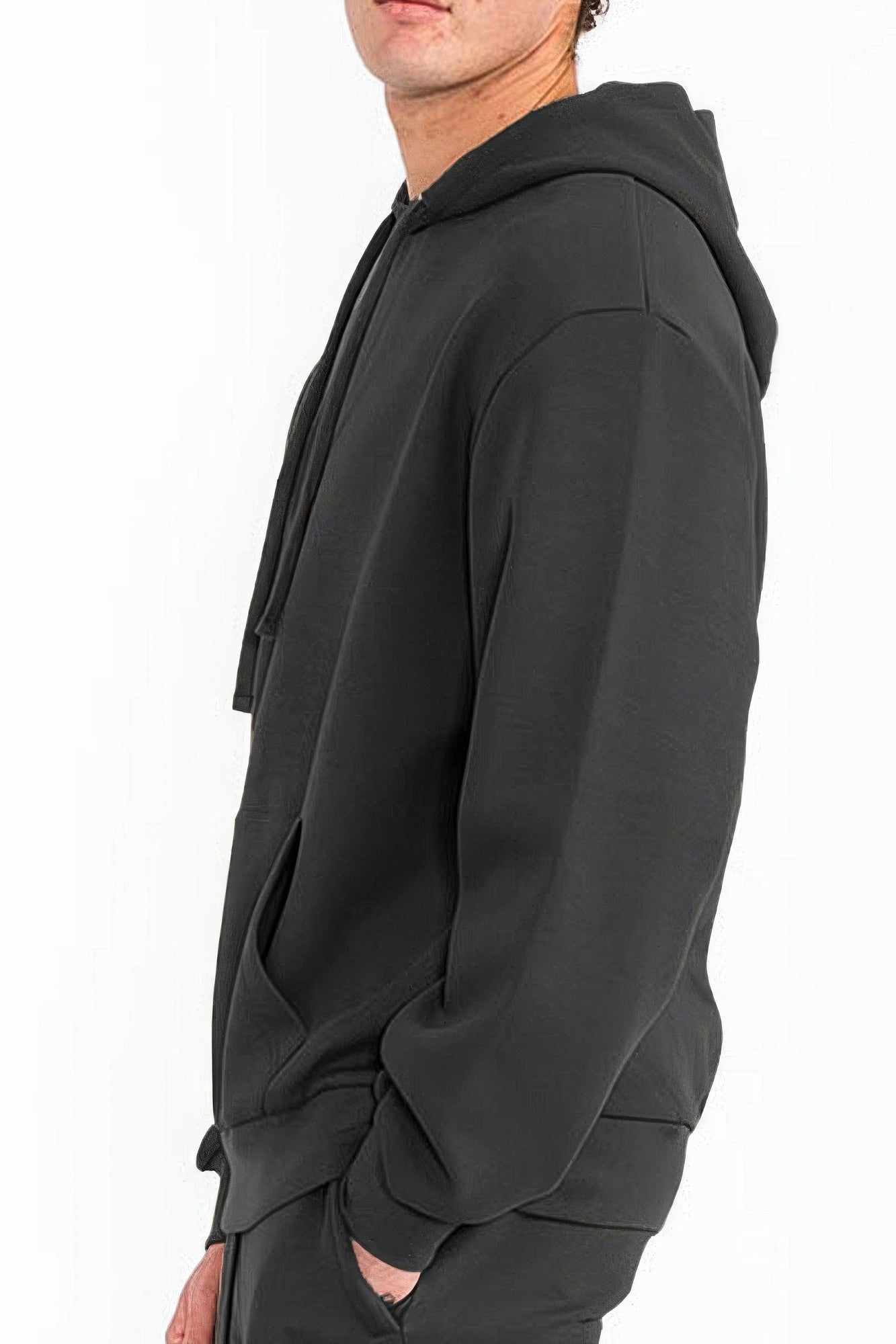 Black Golden Heir Tech Fleece Essential Hoodie with gold logo, soft fabric, and adjustable drawstrings for a comfortable fit.