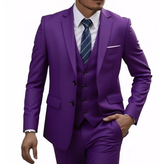 Army green three-piece men's wedding best man suit blazer set by Golden Heir, with tailored fit and classic design.