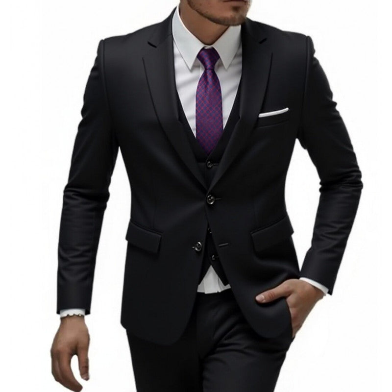 Golden Heir army green three-piece men's wedding best man suit blazer set, featuring a tailored fit and stylish design.