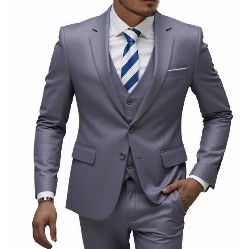 Army green three-piece men's wedding best man suit blazer from Golden Heir, stylish formal blazer with matching vest and trousers.