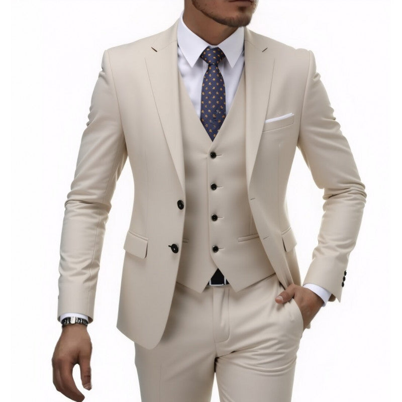Golden Heir men's three-piece wedding best man suit with army green blazer, shirt, and vest, in 2XL size.