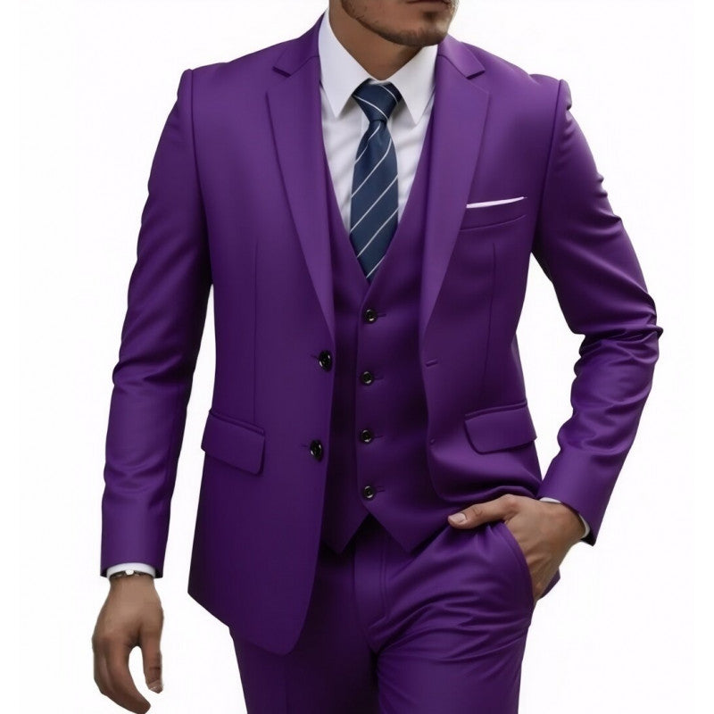 Golden Heir men's three-piece wedding suit with army green blazer, vest, and trousers, perfect for best man or formal occasions.