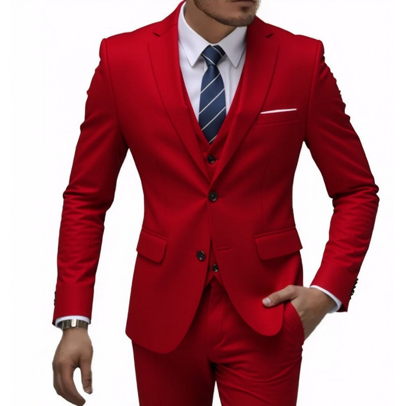 Golden Heir men's three-piece wedding best man suit with army green blazer, shirt, and trousers, 2XL size.