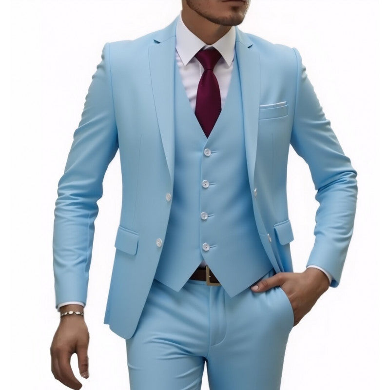 Golden Heir men's three-piece wedding best man suit blazer set in army green, shown on a 2XL mannequin.