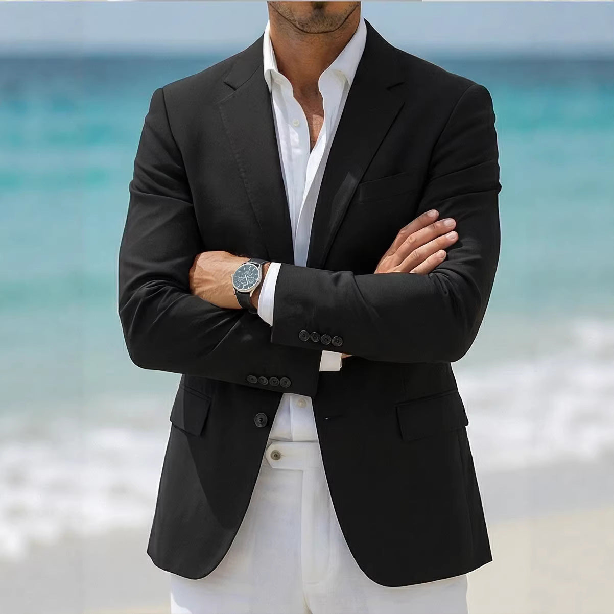 Black men's casual blazer by Golden Heir featuring a stylish Bad-Boy fashion design, suitable for trendy casual wear.