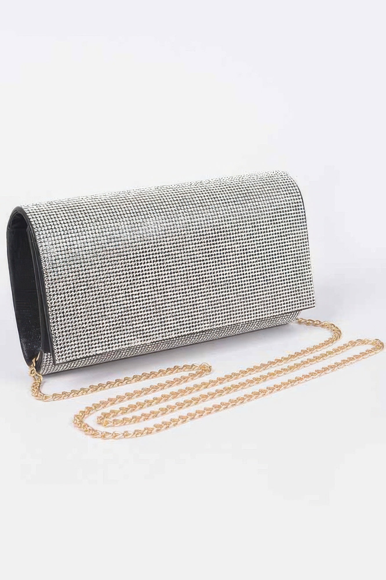 Golden Heir rhinestone party clutch bag with a blue and gold design, featuring sparkling embellishments for elegant occasions.