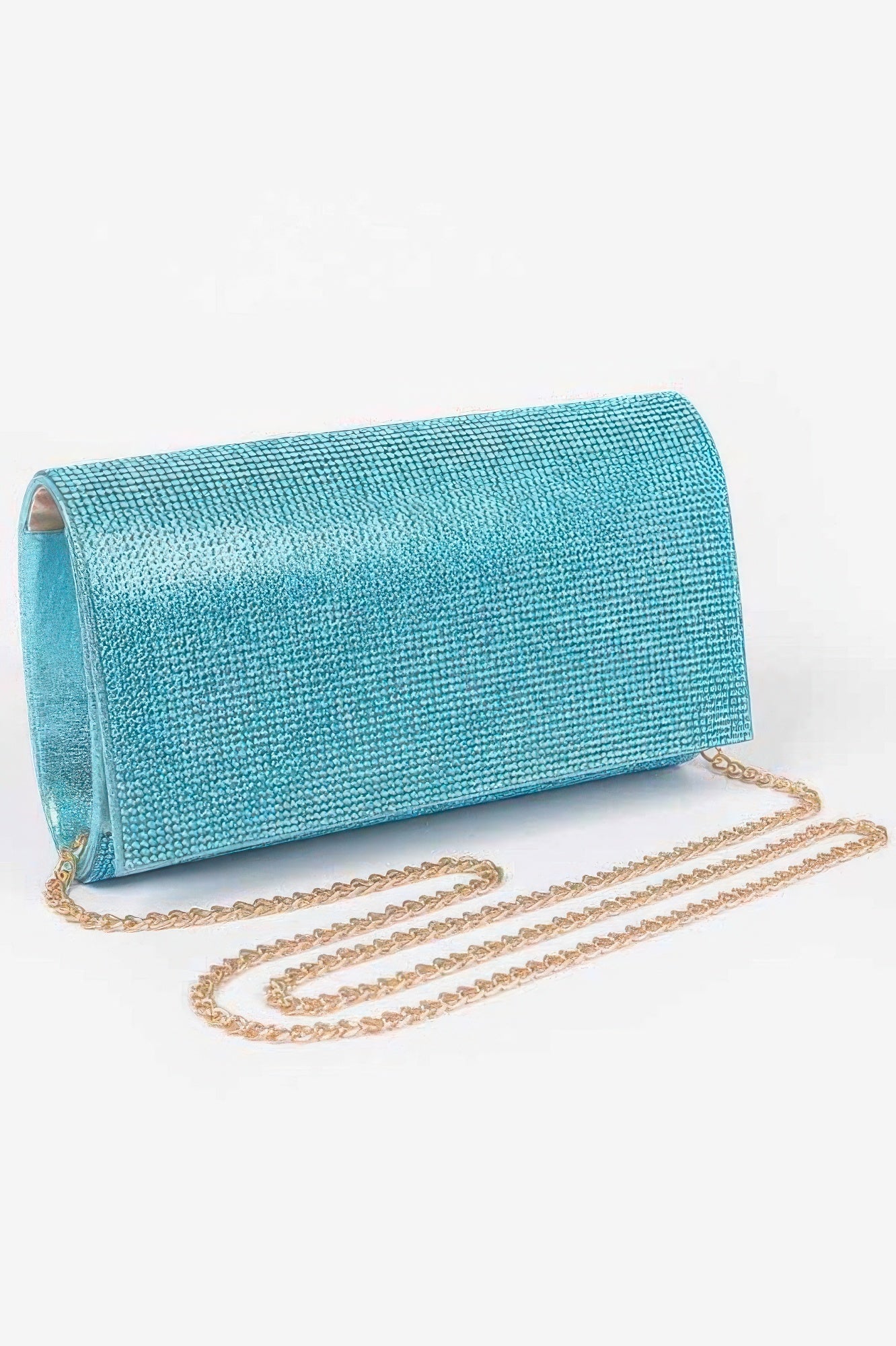 Golden Heir rhinestone party clutch bag with a shimmering blue and gold design, perfect for evening events and celebrations.