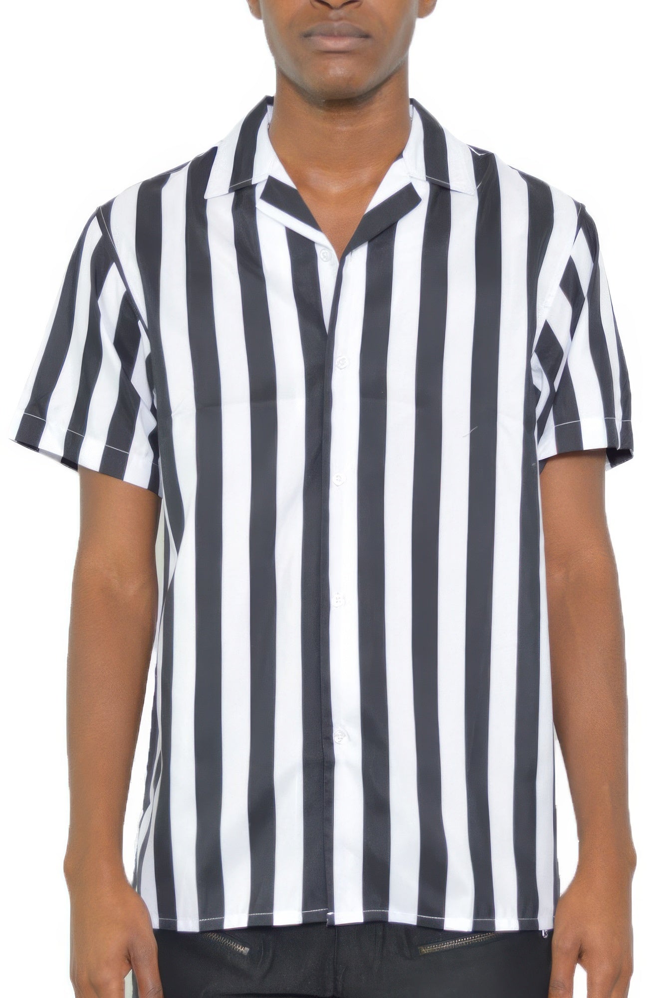 Golden Heir men's short sleeve striped button down shirt with multicolor pattern, casual and stylish for everyday wear.