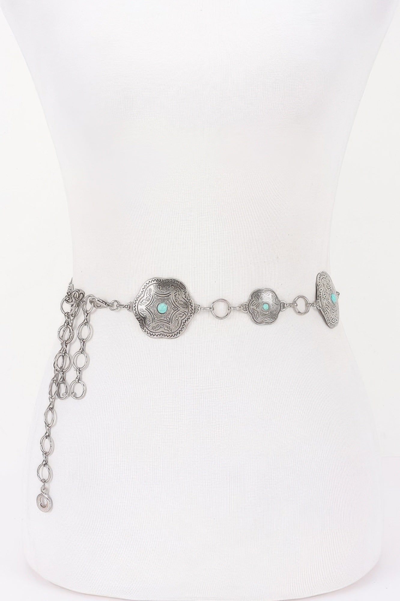 Golden Heir vintage metal chain belt in antique gold, one size fits all, showcasing intricate chain links and classic style.