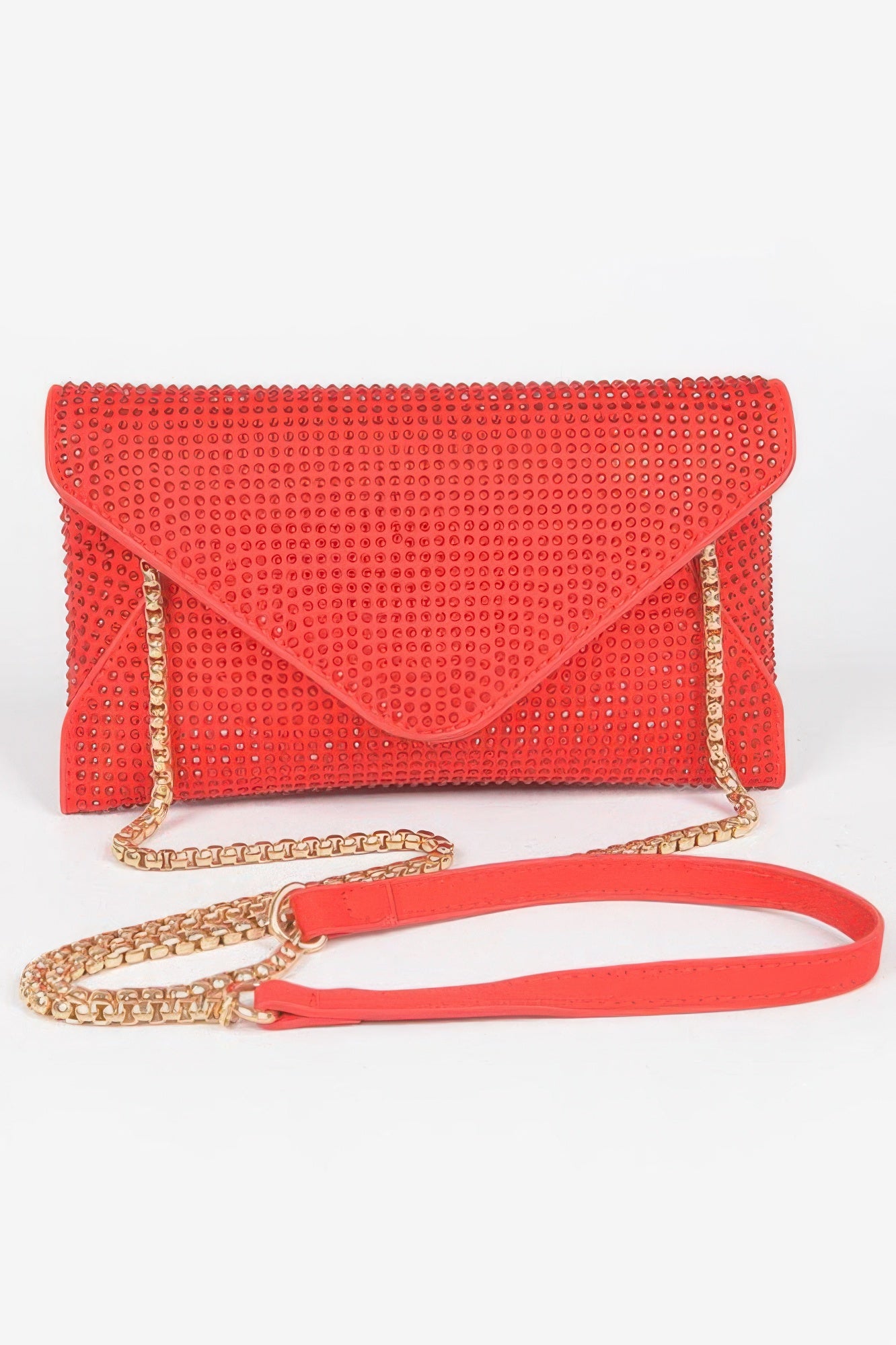 Golden Heir hot fix rhinestones envelope clutch bag with black design, stylish and sparkling accessory for special occasions.