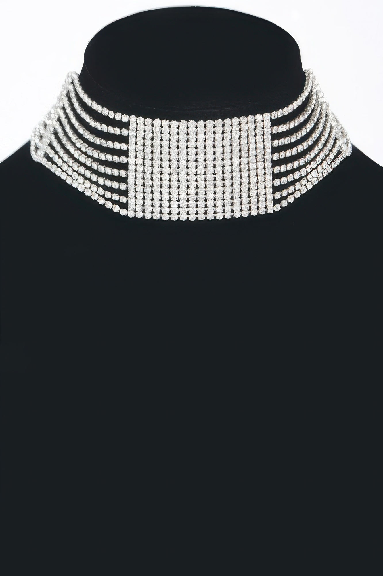 Golden Heir Elysian Gaze rhinestone collar necklace with sparkling clear stones and a luxurious gold finish.