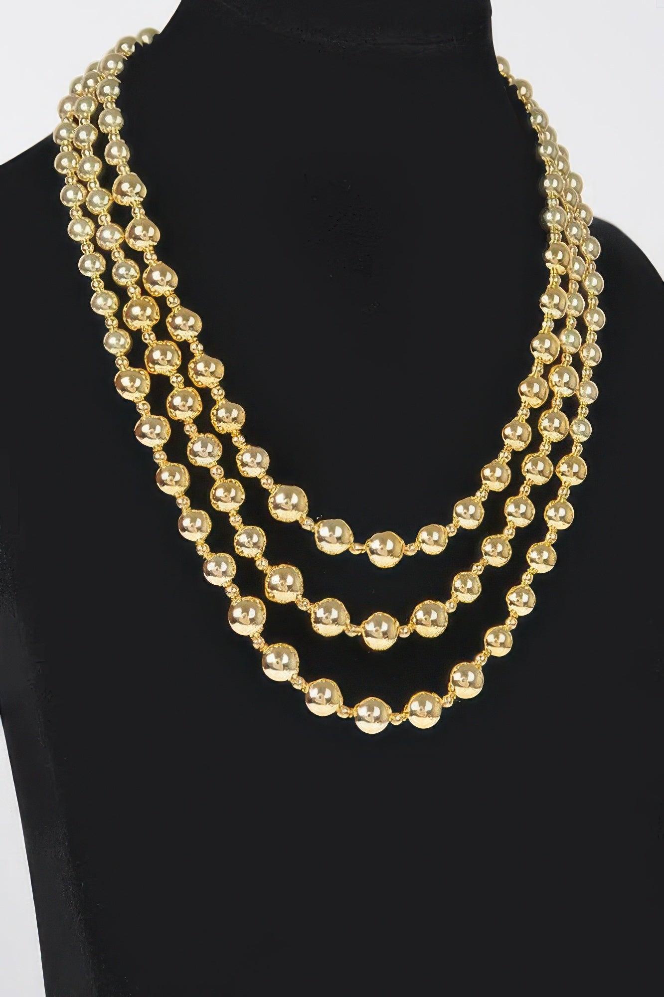 Golden Heir Orion Spherical Vanguard Necklace Duo featuring polished 17-inch coordinated ball necklaces in imperial gold.