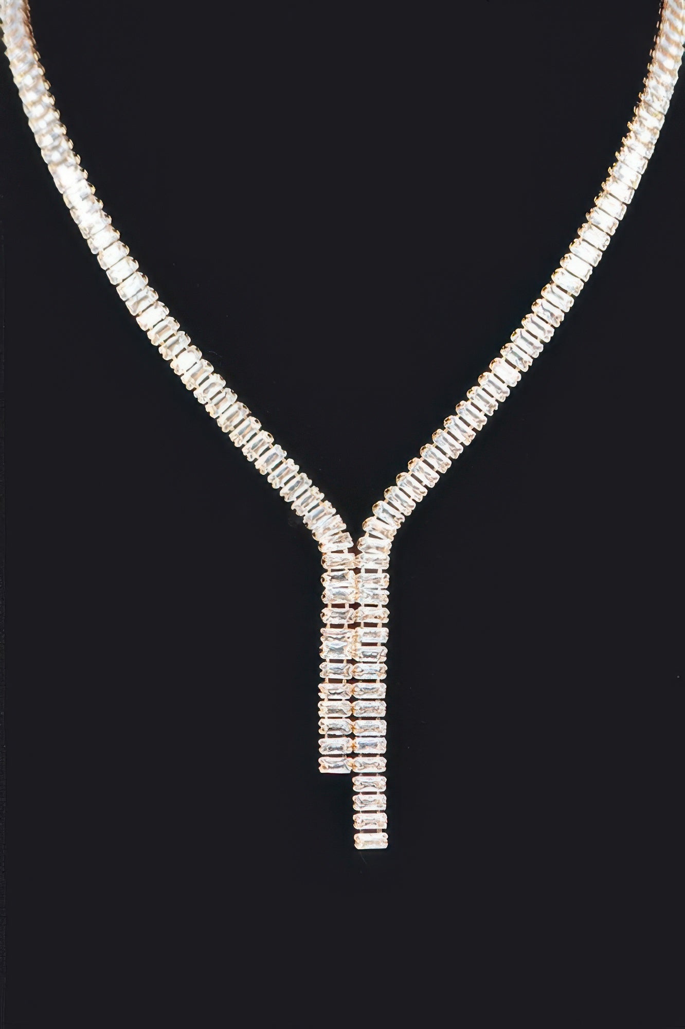 Golden Heir Lumière Duo rhinestone necklace and earring set in imperial gold with clear stones, elegant coordinated jewelry.
