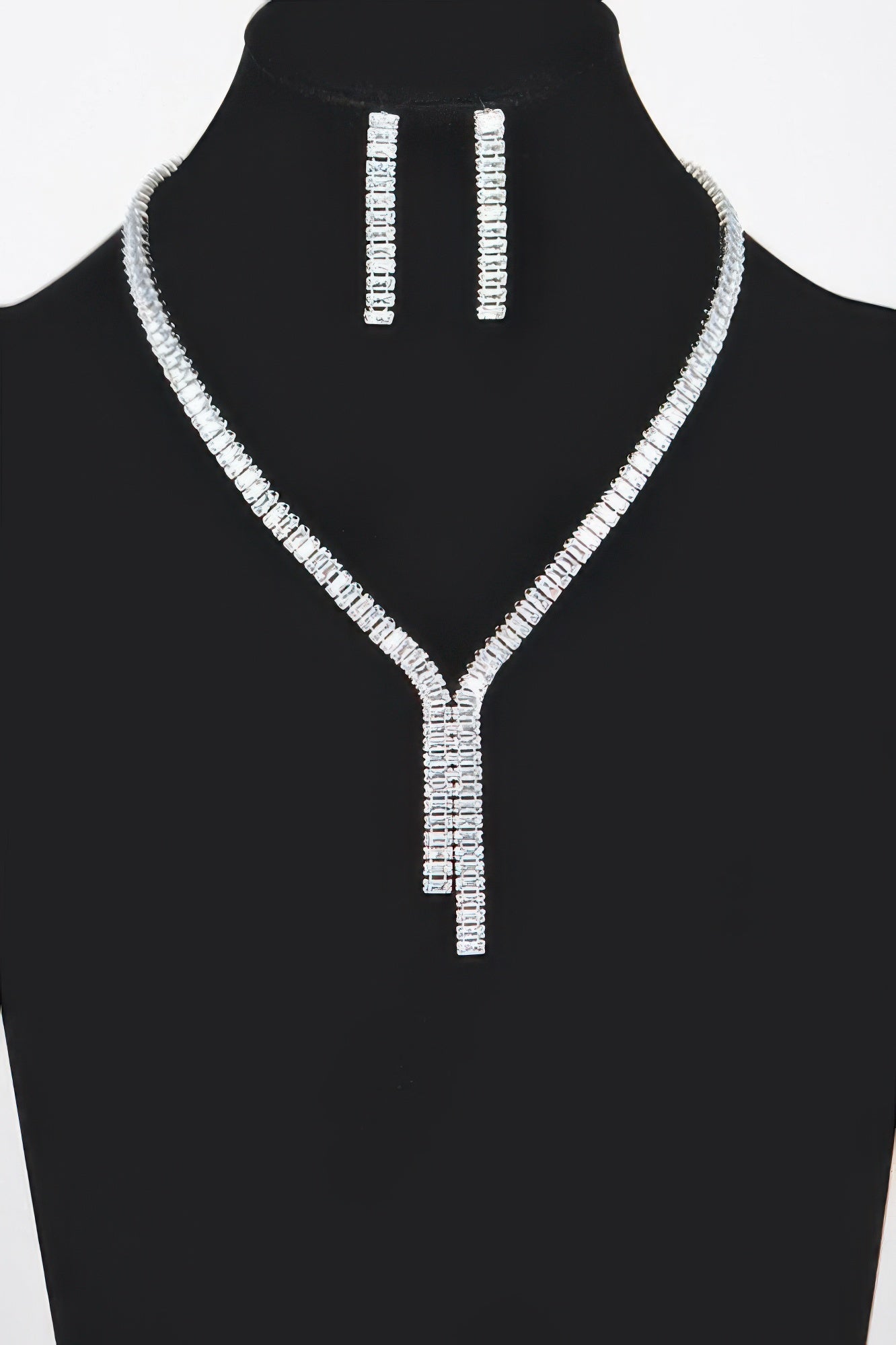Golden Heir Lumière Duo rhinestone necklace and earring set with clear and gold stones, elegant coordinated jewelry set.