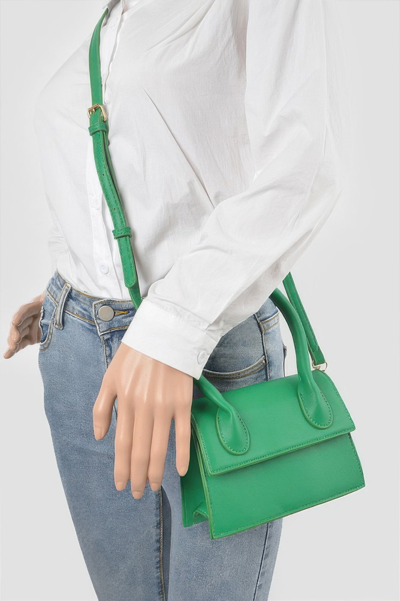 Golden Heir faux leather crossbody bag with top handle in berry color, featuring a sleek, stylish design.