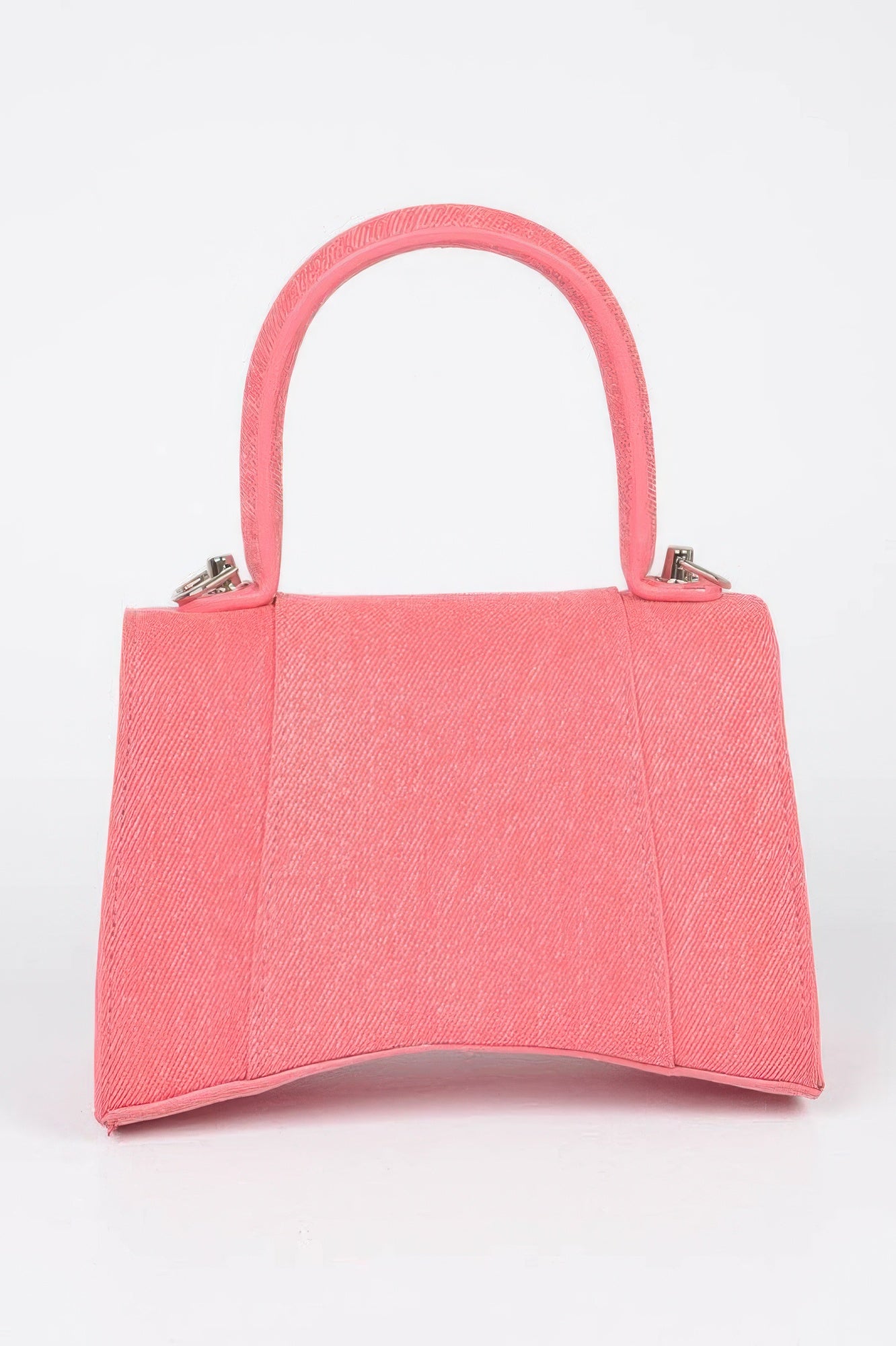 Pink denim crossbody bag with top handle by Golden Heir, featuring a stylish and versatile design for everyday use.