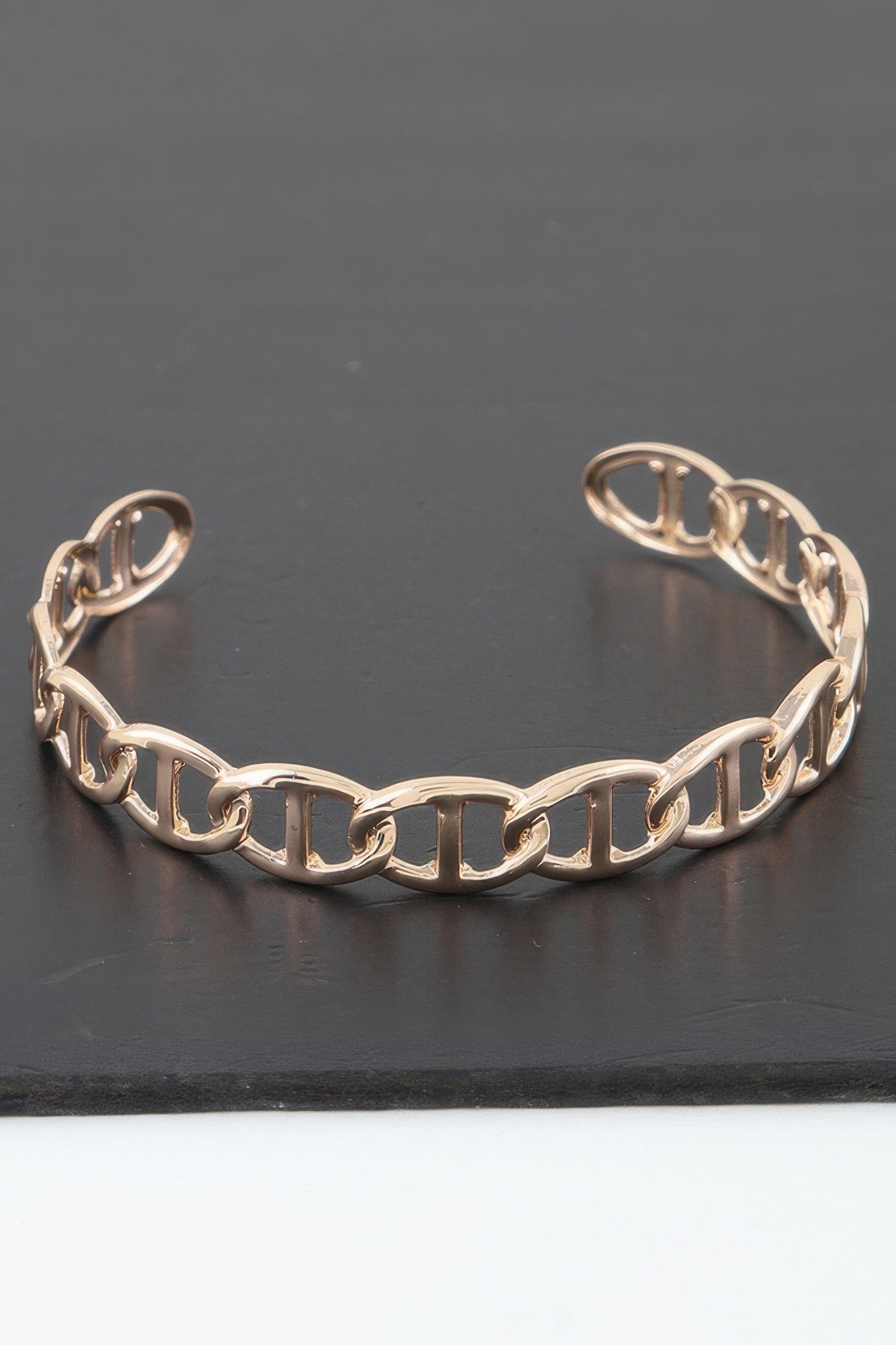 Golden Heir mariner chain cuff bracelet in gold, featuring a stylish and bold design with intricate chain links.