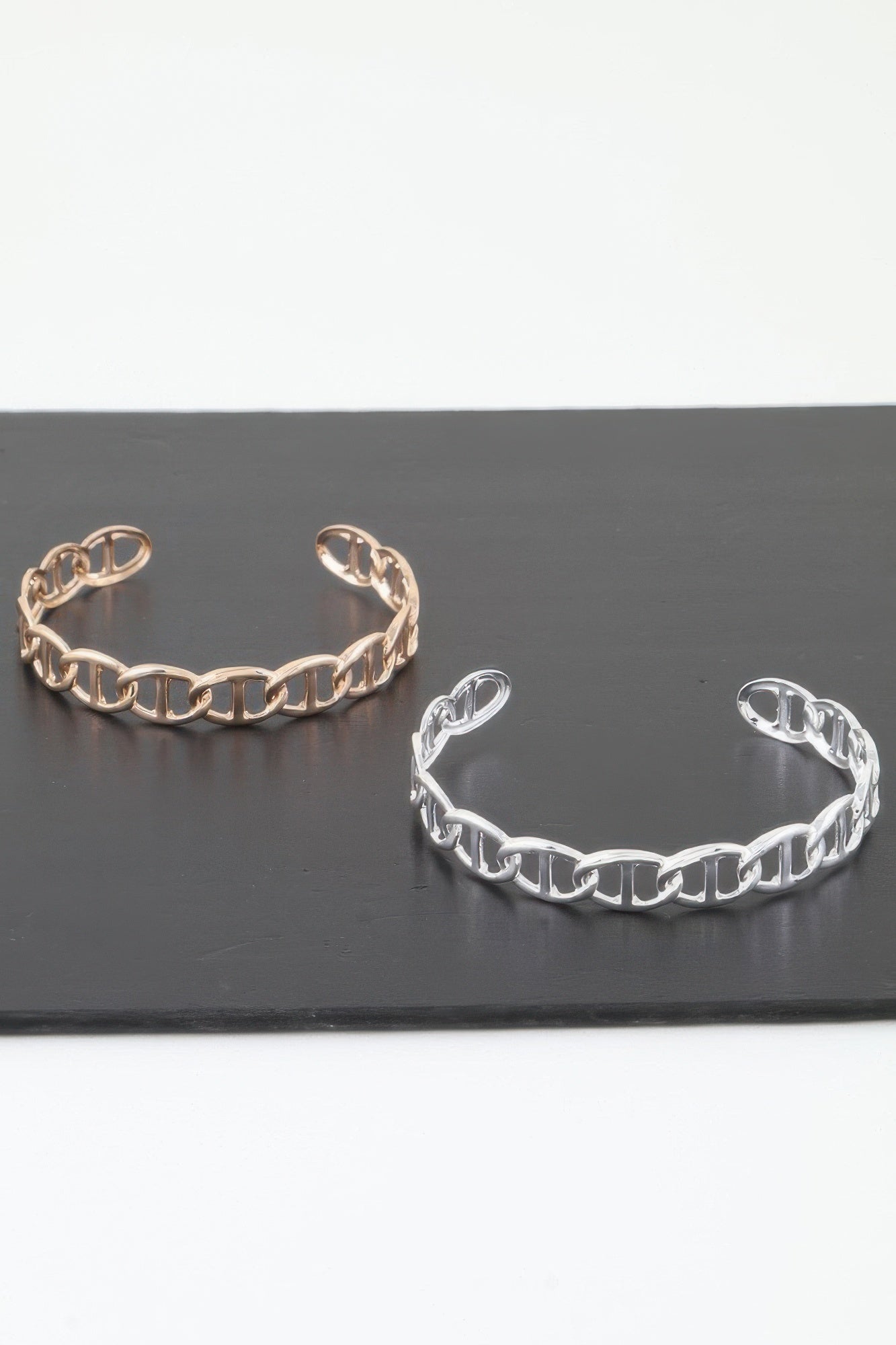 Golden Heir Mariner Chain Cuff Bracelet in gold, featuring a stylish and bold cuff design with intricate chain details.