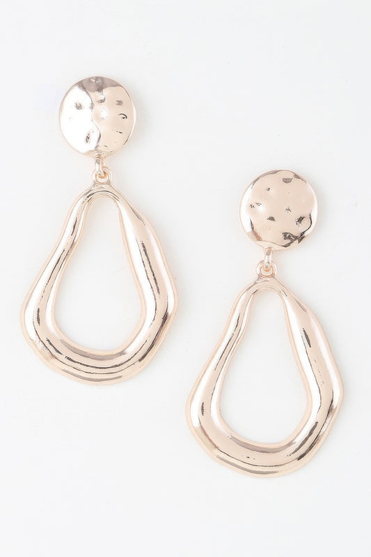 Golden Heir abstract shiny teardrop drop earrings in gold and silver with a sleek, modern design.
