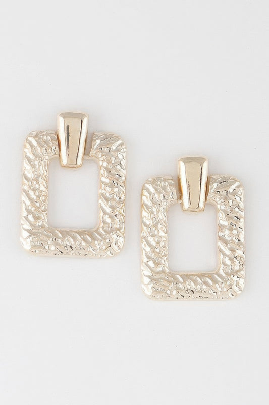 Golden Heir multi-shape gold arch drop earrings featuring various geometric designs, stylish and elegant accessory for any outfit.