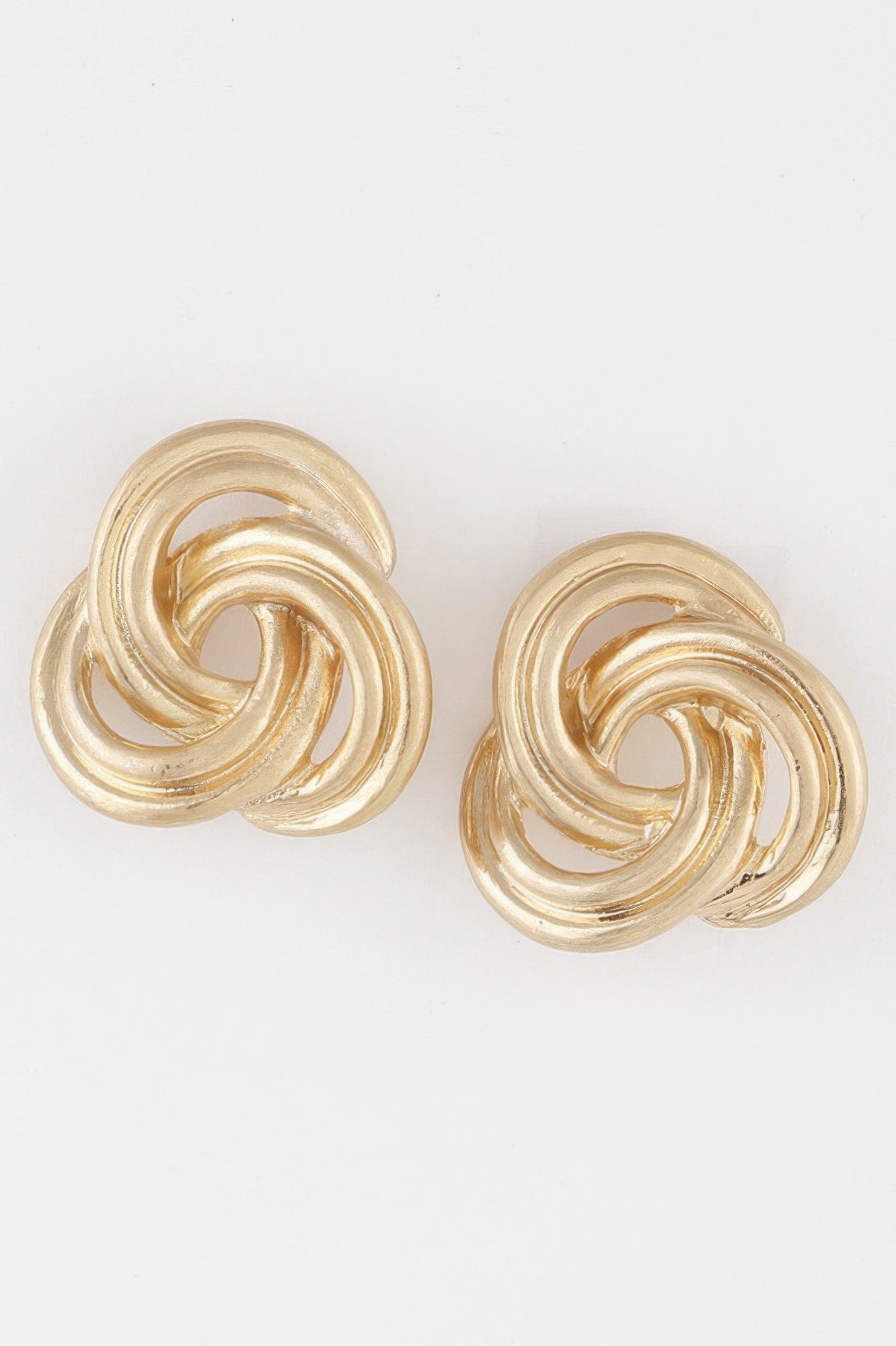 Golden Heir triple-lined knot stud earrings featuring a drop earring design with elegant gold finish.