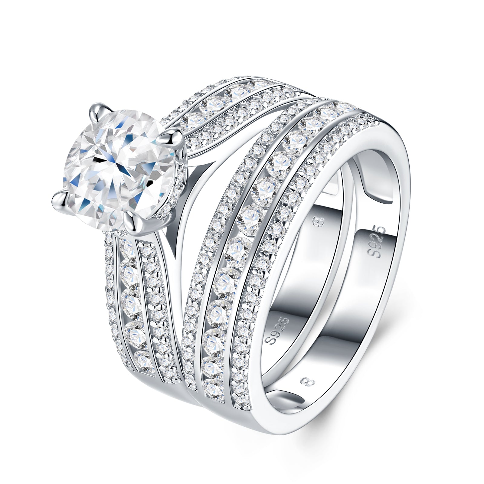 Luxury 2-carat silver jewelry ring set with Morganite, S925 silver, and platinum electroplating by Golden Heir.