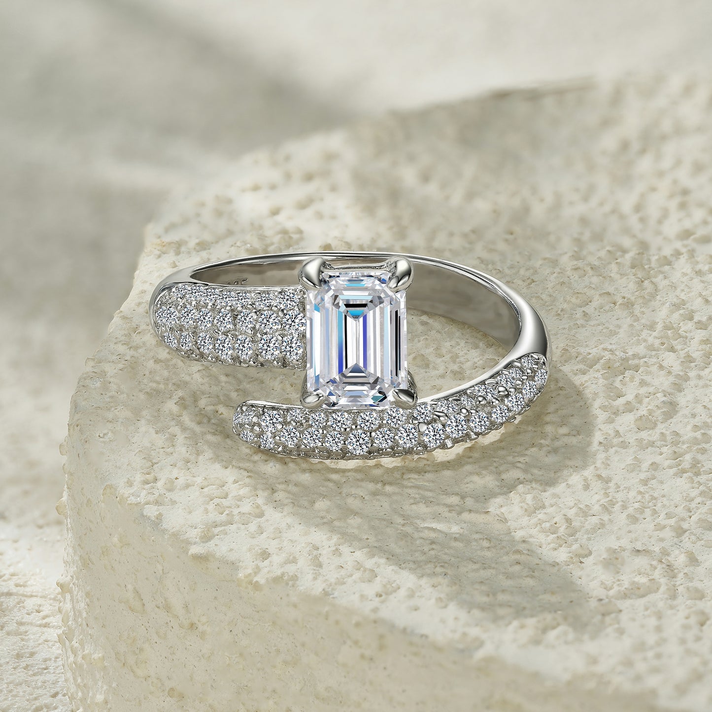 Elegant minimalist jewelry set by Golden Heir featuring S925 silver accessories with engraved top-quality moissanite gemstones.