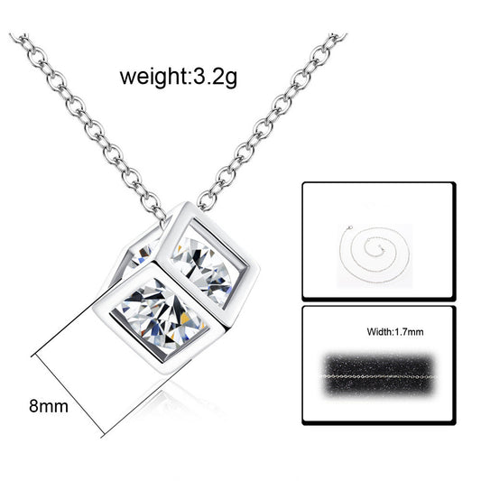 Golden Heir Water Cube Zircon jewelry set featuring a necklace and earrings with sparkling zircon stones on a gold-tone design.