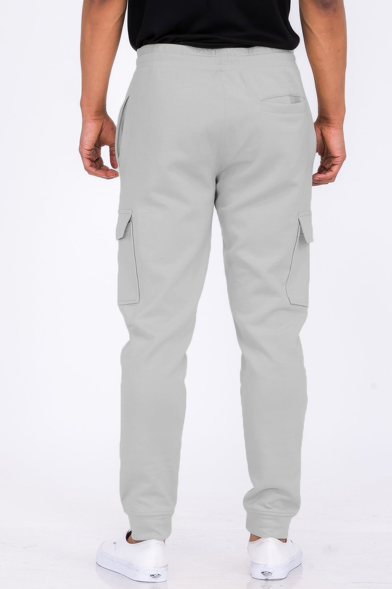 Black Golden Heir cargo jogger pants with elastic waistband and pockets, casual and comfortable for everyday wear.